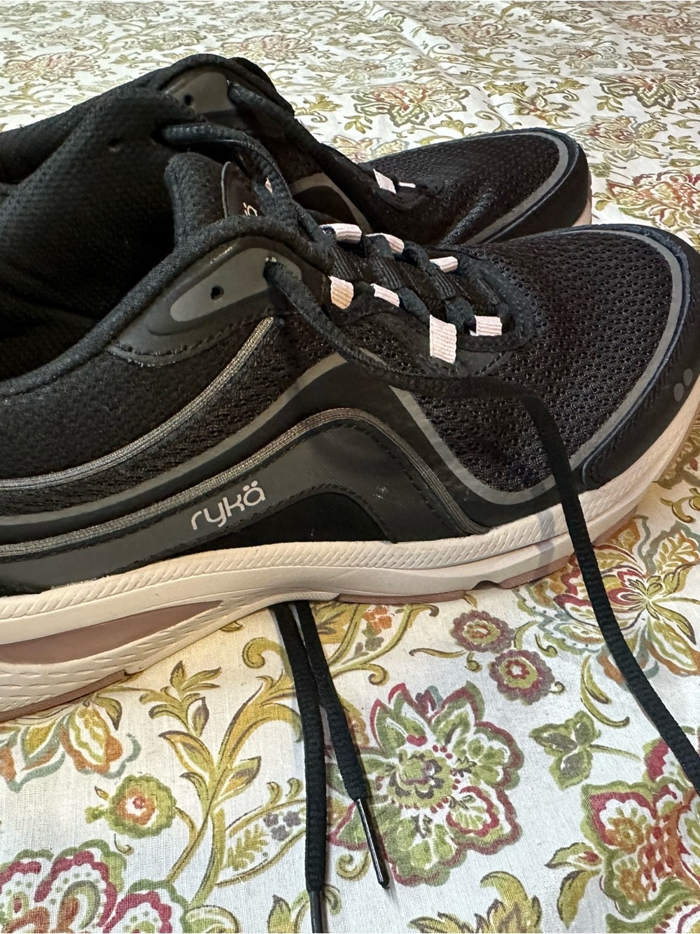 Ryka Women's Black and White Lace-Up Sneakers